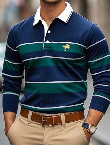  Herren Einfarbig Rugby-Poloshirts Golf Poloshirts Langarm Polo-Shirts Revers Klassisch Mode Basic Modern Lässig Sport Logo Herbst Winter Burgunderrot Marineblau Purpur