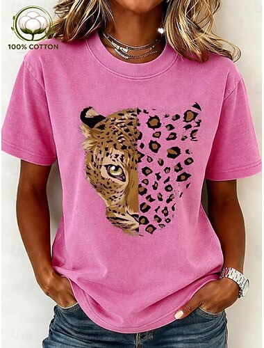  Women's 100% Cotton T Shirt Print Acid Wash Vintage Washed Letter Stylish Basic Classic Short Sleeve Crew Neck Regular Tops Casual Daily Blue Black Pink Purple Green Summer Spring