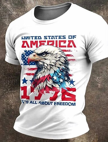 2026年7月4日 250周年 男性用 純色 アメリカの米国旗 Tシャツ 半袖 Tシャツ 3Dプリント クルーネック シャツ ヴィンテージレトロ 愛国 日常 祭り ブラック ホワイト 夏 春 衣類 S M L XL XXL XXXL