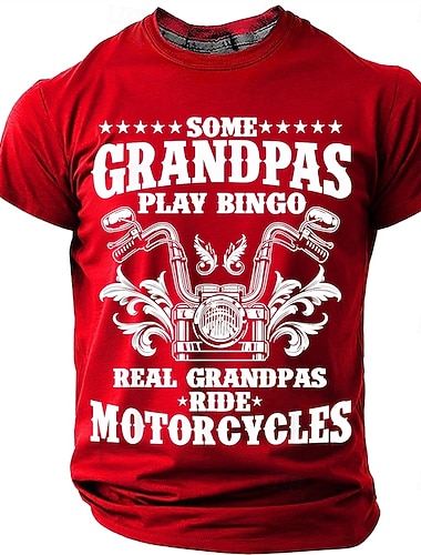  Manche Opas spielen Bingo. Echte Opas fahren Motorrad. Herren-Motorradlenker-T-Shirt mit Grafik, Kurzarm, Rundhalsausschnitt, lässiges Geschenk, Designerkleidung, Größen S, M, L