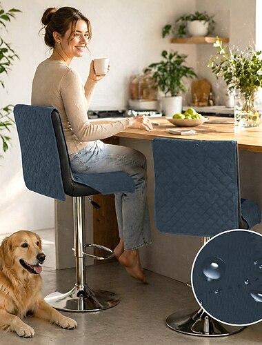  100% waterdichte barkrukhoezen met rugleuning, elastische barkrukhoezen, afneembare en wasbare zitkussenhoezen