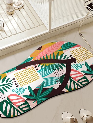  1 alfombra de baño, alfombra de baño suave, alfombra de baño absorbente premium con diseño de pantuflas, alfombra de baño antideslizante y cómoda para el suelo del baño, lavabo, bañera, cuarto de