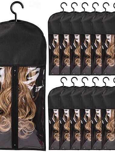  Lot de 12 supports pour extensions de cheveux, cintres de rangement pour plusieurs perruques &accessoires