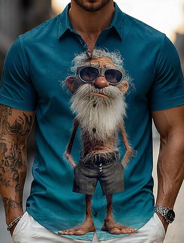  Homme Personnages de dessins animés Drôle Vieil Homme Chemise Chemise d'été Chemise Boutonnée Manche Courte Vintage Rétro Quotidien Extérieur Vacances Été Printemps Col Rabattu Impression 3D chemises