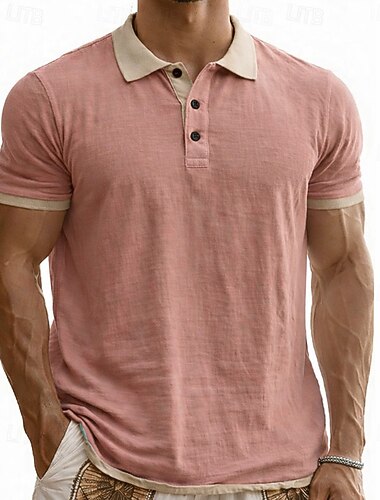  رجالي قميص كتان قمصان البولو فضفاض عمل طوي كم قصير موضة أساسي لون الصلبة Buttons مغسول للربيع والصيف أزرق بني غامق أسود وردي بلاشيهغ أرجواني بني قميص كتان