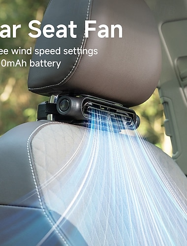  Kreativ USB-bilsetevifte, bladfri, justerbar luftvinkel, 3-trinns vifte, oppladbar, front &Bærbar vifte i baksetet for kjøretøy