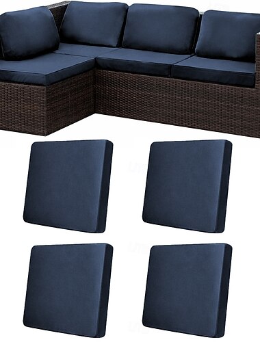  Conjunto de 4 capas elásticas para almofadas de pátio, capas de reposição para sofá de exterior. &Capas protetoras para sofás, capas para almofadas de móveis de jardim, protetores de móveis laváveis e