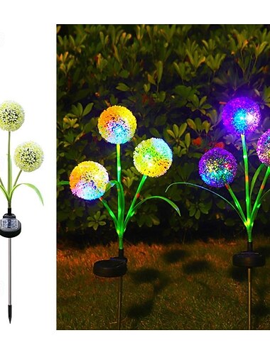  Solcellsdrivna trädgårdslampor utomhusdekor, solcellsdrivna blomlampor med maskros, 2 lägen 16 LED-färgade solcellslampor för utomhusbruk, vattentäta dekorativa blommor för trädgården, uteplatsen,