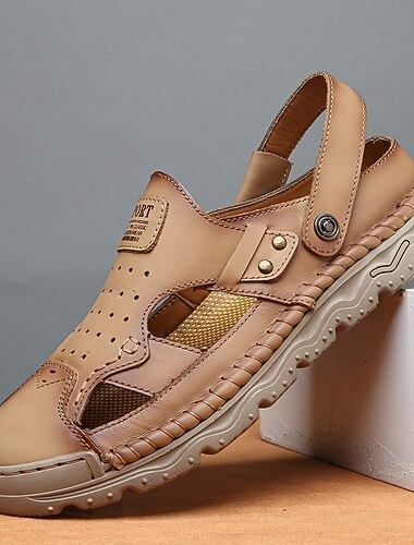  Sandales de pêcheur beiges pour hommes, à bout fermé et bride arrière, chaussures d'été décontractées, légères et confortables, idéales pour les voyages, les vacances, les séjours en station balnéaire et les loisirs quotidiens.