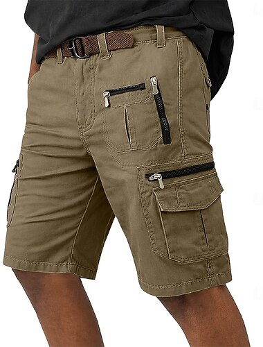  Pánské Náprsníkové kalhoty Šortky s kapsami Kraťasy Neformální šortky Kapsy Elastický pas Bez vzoru Telecí délka Ležérní Venkovní Streetwear Módní Šik ven Oranžová Hnědá Neelastické