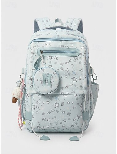  Tween Meisjes Sterrenprint Rugzak Pastel Lichtgewicht Schooltas met Multi-Pocket Opslag voor Middelbare School Reis en dagelijks gebruik