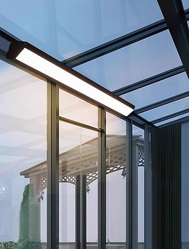  Aplique de pared LED para exteriores e interiores, negro, moderno, largo, acrílico, de aluminio, impermeable IP67, para porche, patio, sala de estar, puerta, garaje, villa.