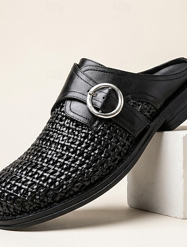  Herresko i svart i kunstskinn, klassiske komfortsko for kontor, forretningsbruk og hverdagsbruk