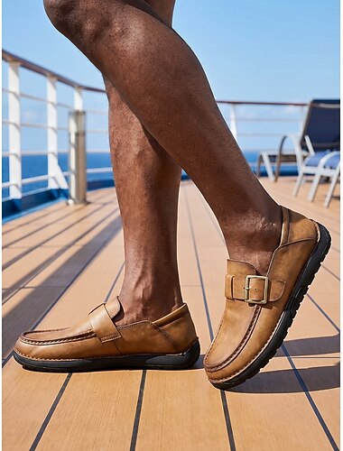  Hombre Casual Isla y crucero Cuero PU Antideslizante Sin Cordones Negro Azul Marrón Verano Primavera Todas las Temporadas