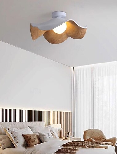  modern enkel lotusbladsblommande taklampa skruv g9 järn valnötsstruktur sovrumstaklampa barnrum korridor vardagsrum balkonglampa