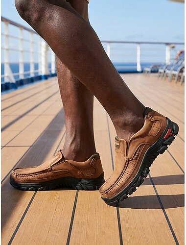 Hombre Casual Diario Isla y crucero Microfibra Antideslizante Sin Cordones Marrón Caqui Verano Primavera Todas las Temporadas