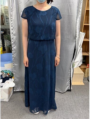  A-Linie Knöchellänge Brautmutterkleid Kurzarm Rundhalsausschnitt Elegant mit Blume