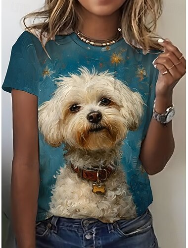  イースター 女性用 Tシャツ プリント グラフィック 動物 カートゥン ファッション スタイリッシュ クラシック 半袖 クルーネック レギュラートップス カジュアル 日常 週末 ブルー ライトベージュ ブラック ピンク パープル 夏 春