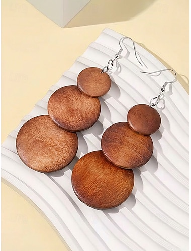  Dames boho houten oorbellen met hangertjes, vintage geometrische oorbellen in verschillende stijlen, perfect voor strandvakanties, zomerresorts en alledaagse casual kleding.