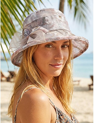  Chapeau de soleil bohème pour femme, en polyester léger et respirant, bob à fleurs multicolores avec nœud, idéal pour les vacances à la plage, le quotidien décontracté et les voyages d'été.