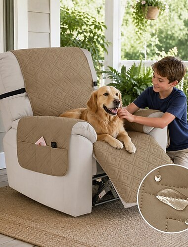  100 % wasserdichte Liegesofa-Bezüge, rutschfeste Bezüge für Liegesessel mit Tasche, waschbarer, gesteppter Möbelschutz für Liegesessel für Kinder, Haustiere