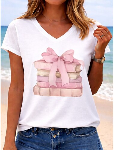  Femmes T-shirt Imprimé Graphique Lettre Équipe de football Élégant Classique Occasionnel Manche Courte Col en V Hauts Longs Occasionnel Quotidien Bleu Jaune / noir. Vert avec beige Blanche Jaune Ét