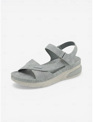  Damskie szare sandały do chodzenia z podparciem łuku stopy – wygodne, amortyzowane sandały typu slingback z paskami skrzyżowanymi, lekkie, codzienne, letnie buty do podróży, spacerów i ogrodu &odzież