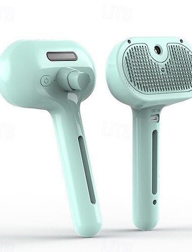  فرشاة تنظيف الحيوانات الأليفة مزودة برذاذ إلكتروني - أداة لطيفة لإزالة الشعر الزائد للقطط &فرشاة بخارية للكلاب والحيوانات الأليفة، تقلل من تساقط الشعر، شعيرات ناعمة، تعزز صحة الفرو - تأتي مع مشط
