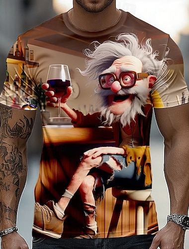  Herren Optische Täuschung 3D T Shirt Kurzarm T-Shirt 3D-Druck Rundhalsausschnitt Hemd Übertrieben Designer Täglich Club Party Blau Dunkelviolett Weiß Sommer Frühling Ganzjahres Bekleidung S M L XL