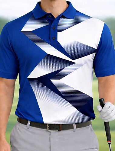  Voor heren Meetkundig Golf Sport Poloshirts Korte mouw Poloshirt Overhemden met kraag Casual Sportkleding Alledaagse kleding 3D-afdrukken Knop Zomer Lente blauw Groen Zwart