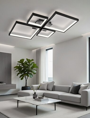  Nowoczesna, ściemnialna lampa sufitowa LED z pilotem, 4 głowice, aluminiowa oprawa oświetleniowa do wnętrz, do salonu, sypialni, jadalni, biura i kuchni, 110-240 V