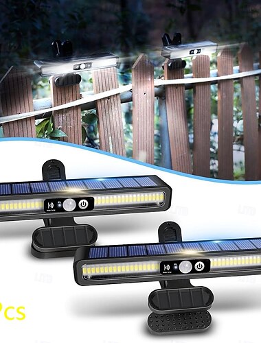  2 stk. utendørs vanntette smarte bevegelsessensor-vegglamper med klips, 36 høy lysstyrke 5630 LED-lamper, 3 lysmoduser, multifunksjonelle LED-lamper for hage, gårdsplass, gjerde, vegg, villa