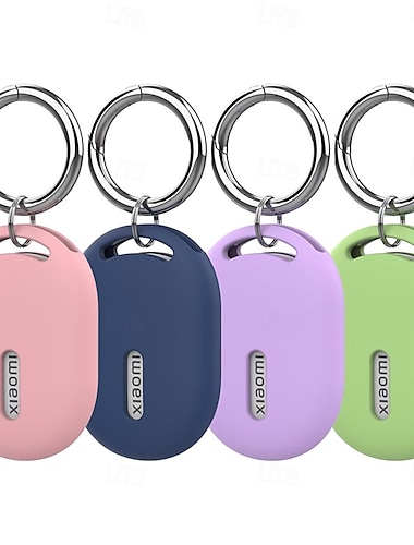  Lot de 4 étuis en silicone pour Xiaomi Smart Tag, coques de protection avec mousqueton porte-clés, étui anti-perte et antichoc pour clés, animaux, sacs, bagages, multicolores