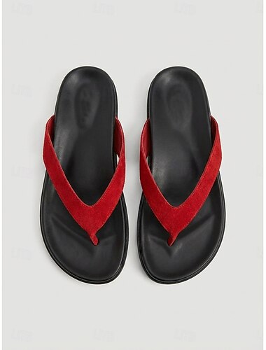  Γυναικείες κόκκινες σαγιονάρες θαλάσσης - ελαφριές σουέτ σαγιονάρες με αντιολισθητική σόλα για καλοκαιρινές διακοπές στη θάλασσα, αμμώδεις ακτές &αποδράσεις σε τροπικά νησιά