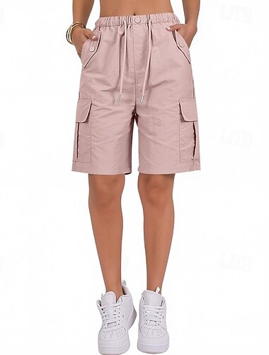  Mulheres Shorts de Corrida Com Cordão Bolsos Calção Casual Diário Ao ar livre Verão Primavera Secagem Rápida Leve Respirável Treino de Ginástica Exterior Esportivo Normal Roupa de esporte Roupas
