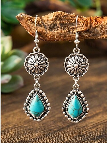  Boheme øreringe i turkis legering til kvinder, lette dinglende smykker, perfekte til strandferie, afslappet hverdagsbrug og sommertilbehør