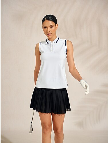  Damen Golf-Poloshirt Weiß Ärmellos Oberteil Damen-Golfkleidung, Kleidung, Outfits, Kleidung