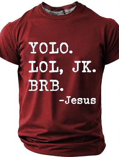  Herren Bibel YOLO LOL JK BRB Jesus Lustig Humorvoll Sarkastisch Christian Religiöser Glaube T-Shirt Grafik Rundhals Regulär Fit Casual Alltag Geschenk Designer Bekleidung