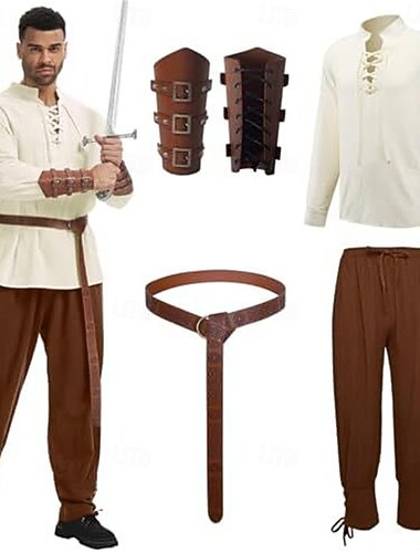  Średniowieczne Renesansowa Stroje Długie rękawy Strój na bal maskowy Męskie Bal maskowy Impreza Dla dorosłych Kostium