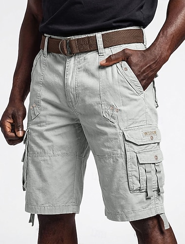  Муж. Шорты-карго Шорты для туризма и прогулок Нога на шнурке Пригодно для носки Эластичные манжеты Полотняное плетение Один цвет Комфорт Длина колена Повседневные на открытом воздухе Праздники