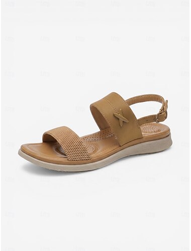  Bruine slingback sandalen voor dames met voetboogondersteuning – comfortabele sandalen met verstelbare gesp, gevoerde, lichtgewicht casual schoenen voor wandelen, parkbezoek en reizen. &dagelijkse