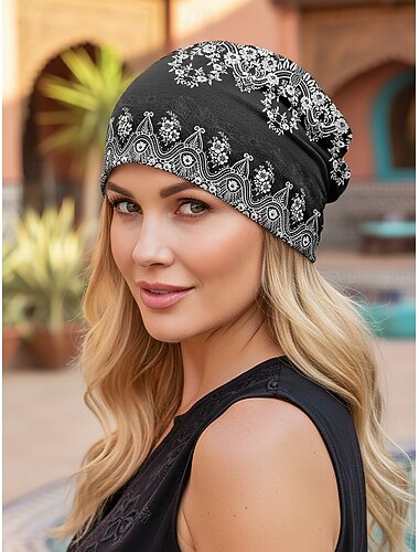  Damesmuts, hoofddoek, nekwarmer, bohemian stijl, zacht en lichtgewicht polyester, veelkleurige haarband met etnische print en buisvormige sjaal voor strandvakanties, reizen en dagelijks casual