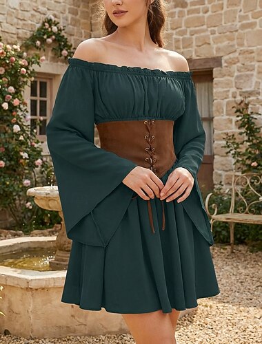 Mittelalterlich Renaissance Bluse / Hemd langarm Fee Korsett Kostüm Damen Fantasie Halloween Karneval Maskerade Renaissance-Messe Retro-Mottoparty Erwachsene Bluse Frühling & Sommer