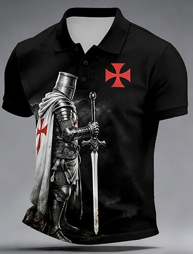  Pánské Grafika Polokošile Krátký rukáv Polo tričko Košile s límečkem Na běžné nošení Venkovní Denní nošení 3D tisk Knoflíky Léto Jaro Vodní modrá Fialová Hnědá