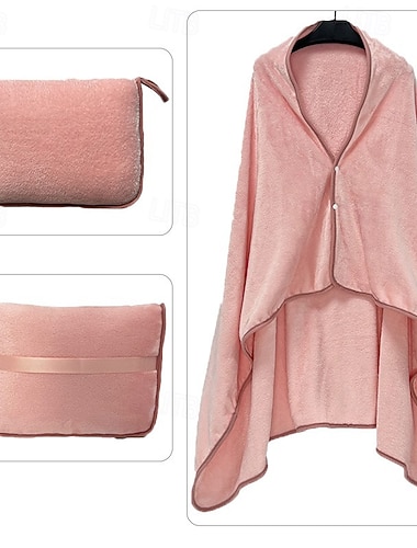  châle-couverture en flanelle, couverture de voyage multifonctionnelle, couverture-oreiller, couverture de sieste, cape pliable, couverture légère et portable