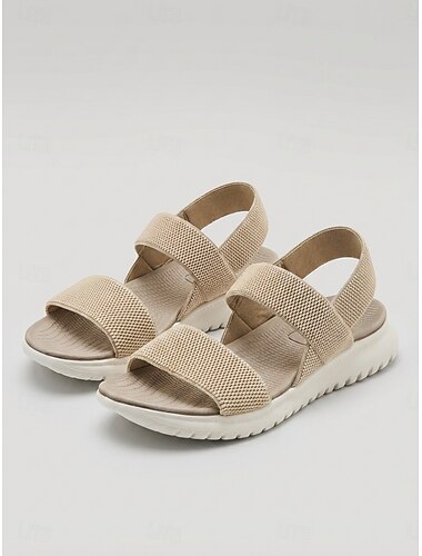  naisten mantelinmuotoiset mukavuusurheilusandaalit – joustavat neulotut joustavat hihnat, kevyet holvitukea tukevat kävelykengät kesäksi, matkoille &jokapäiväinen käyttö