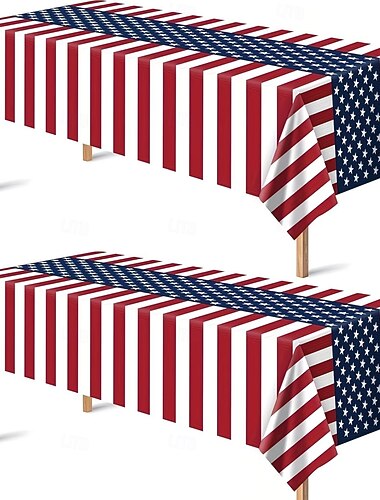  2 stk. amerikansk flaggduk, patriotisk vanntett, oljebestandig, flekkbestandig engangs rektangulær plastduk, til uavhengighetsdagen, minnedagen, 250-årsjubileum, 1776, 2026