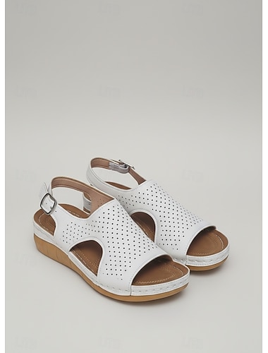  női rózsaszín perforált éktalpú szandál – kényelmes, peep toe-val ellátott, nyári platformcipő strandra, utazáshoz és hétköznapi viseletre