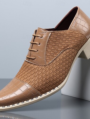  herrebrune vevde oxfordsko med snøring, krokodillepregede formelle sko, forretningssko til bryllup, kontor, banketter, fester, kirke og raffinert gentleman-stil