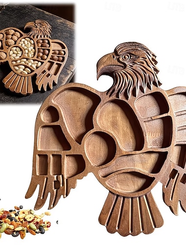  Rustikales Serviertablett aus Holz in Adlerform, perfekt für den 4. Juli, Teepartys, Snacks und Feiertage wie Halloween, Chanukka, Ostern und für besondere Anlässe wie Obst. &Nussplatte für besondere